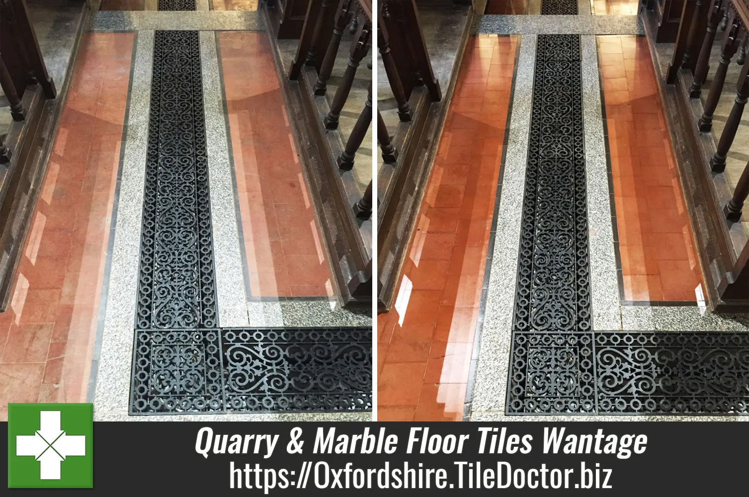 Quarry Marble Floor Tiles Renovated at a 12th Century Church in Wantage