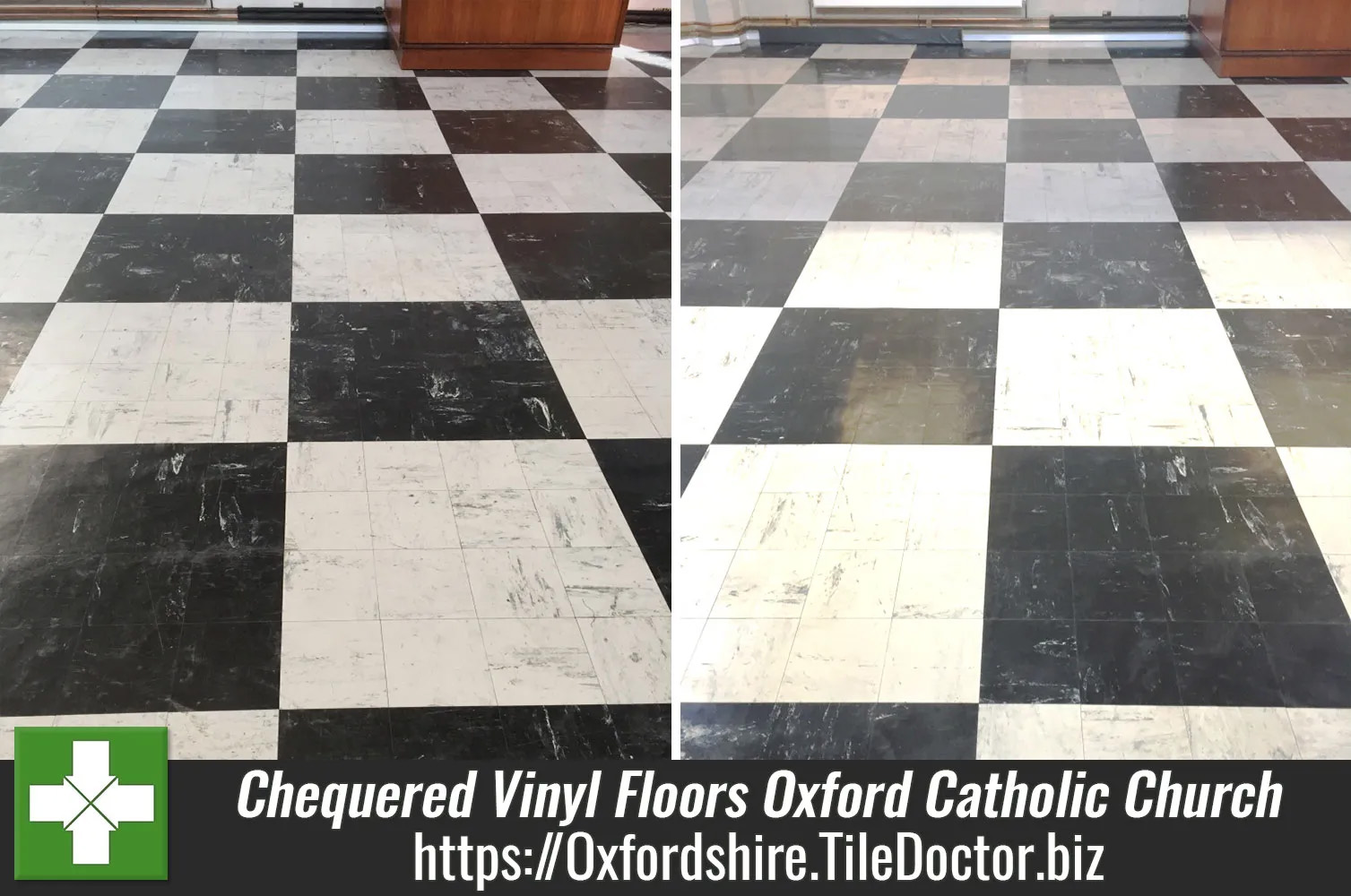 Deep Cleaning a Chequered Vinyl Floors in Oxford Catholic Church