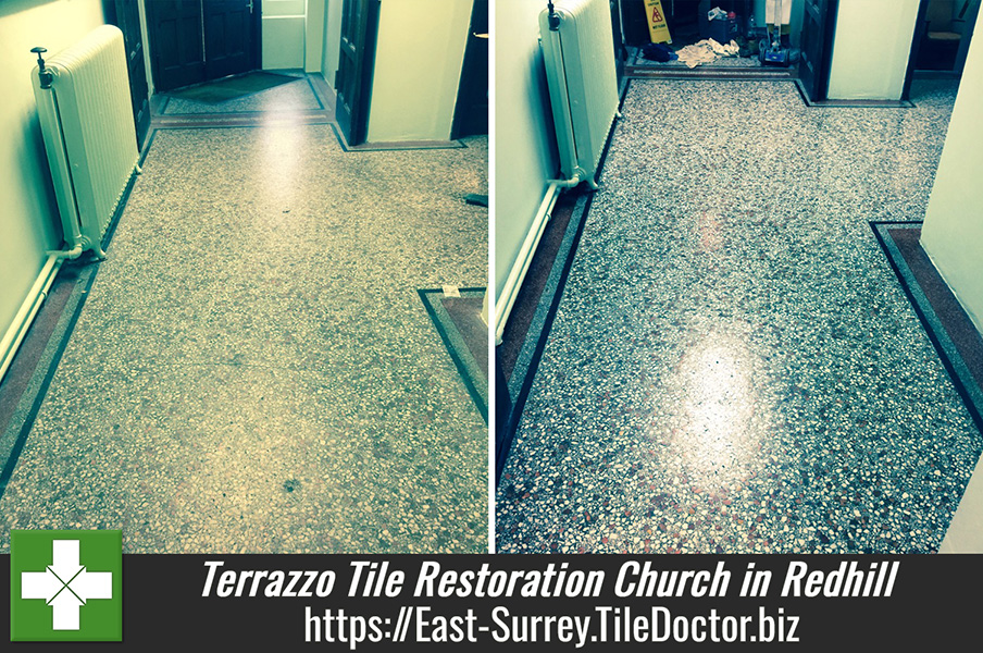 Terrazzo Tiled Flooring Restored at a Church in Redhill